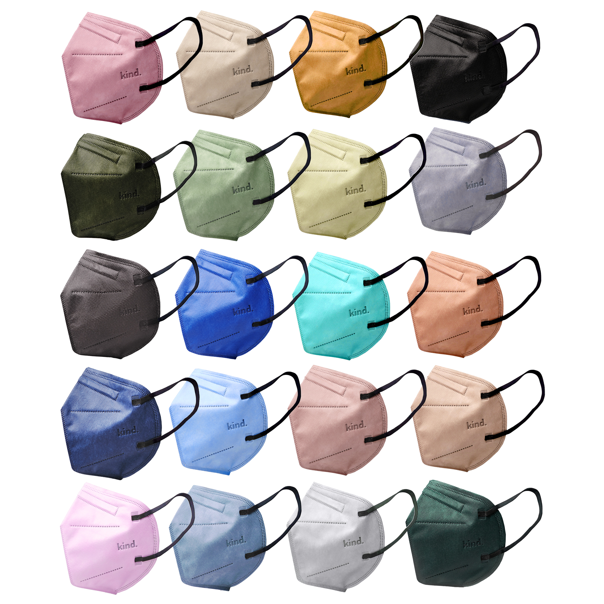KN95 Respirator Face Mask Cone Shape: Unity Bundle (20 colors)